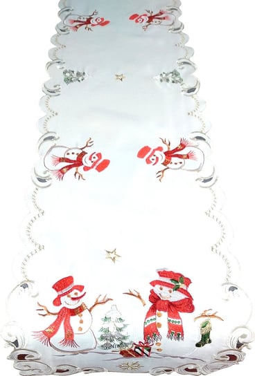 Bieżnik Bożonarodzeniowy, 40X200, Święta, Biały Z Haftem W Bałwany, Os-304-A Dekorart