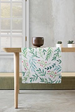 Bieżnik stołowy, runner, obrus w zielone liście 40x140 cm Tuva Home