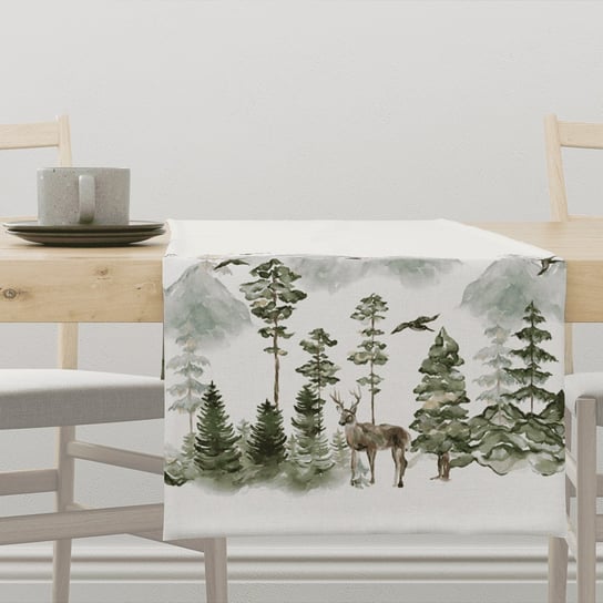 Bieżnik świąteczny WINTER wzór BN51 | Leśny pejzaż 40 x 260 cm Decordruk