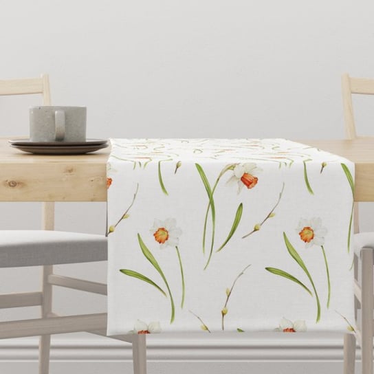 Bieżnik wiosenny SPRING wzór SP10 | żonkile i bazie 40 x 140 cm Decordruk