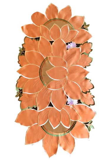 Bieżnik z haftem, 60x120, pomarańczowy w kwiaty, OH-192-I Dekorart