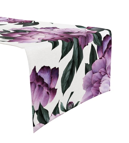 Bieżnik z nadrukiem, 40x160, fioletowy w kwiaty, OM01-5 Mariall Design