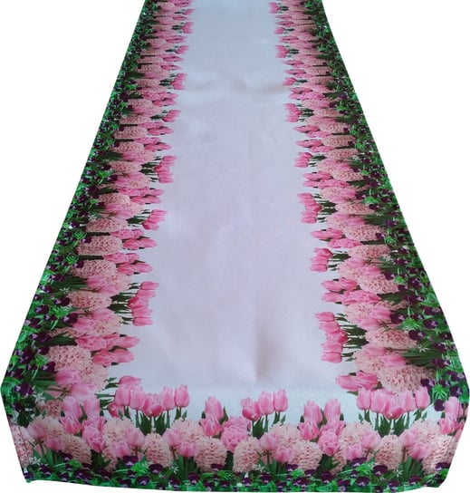 Bieżnik z nadrukiem, 40x180, różowy w kwiaty, OHA-002-A Dekorart