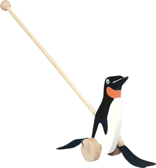Bino, zabawka do pchania Pingwin – czarno-biały Bino