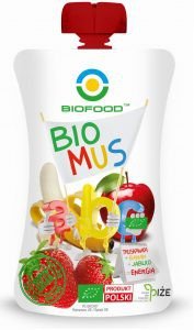 Bio Food, mus truskawka banan jabłko w tubce, 90 g Bio Food