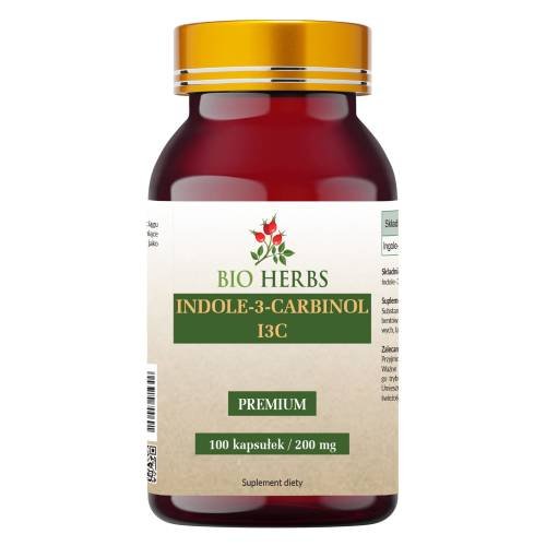 Bio Herbs, Indole-3-carbinol I3C Premium 200mg,  Suplement diety, 100 kaps. Bio Herbs