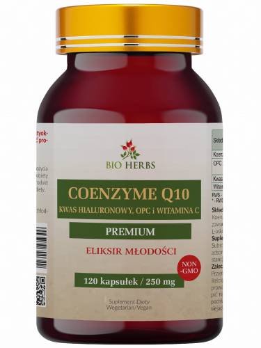 Bio Herbs, Koenzym Q10 + Opc + Kwas Hialuronowy + Witamina C, Suplement diety, 120 kaps.. Bio Herbs