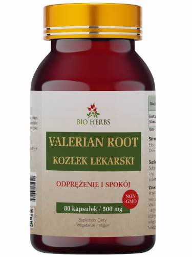 Bio Herbs, Kozłek Lekarski Valerian Root Odprężenie I Spokój, Suplement diety, 80 Kaps. Bio Herbs