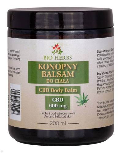 Bio Herbs, Nawilżenie Antycellulitowy Balsam Konopny Do Ciała 600 Mg Cbd, 200 Ml Bio Herbs