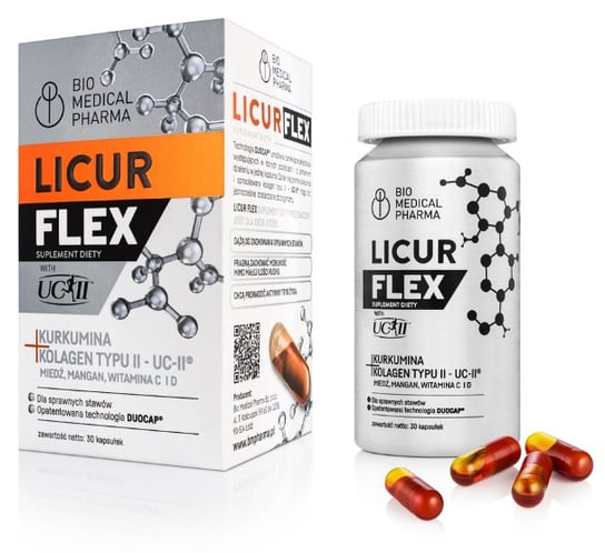 Bio Medical Pharma, Licur Flex Kurkumina + Kolagen, Suplement diety, 30 kaps. Bio Medical Pharma