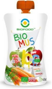 Bio Mus, malina+banan+jabłko, 90 g Bio Food