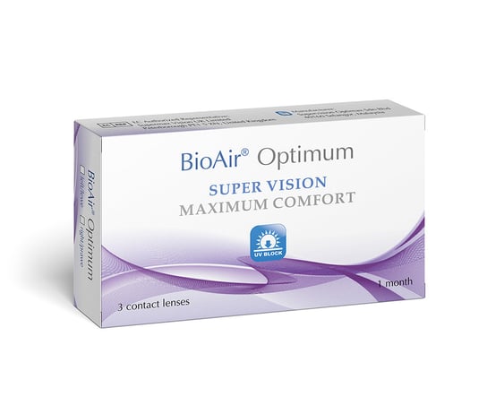 BioAir, Optimum, Soczewki miesięczne -1.25 krzywizna 8,6, 3 szt. BioAir