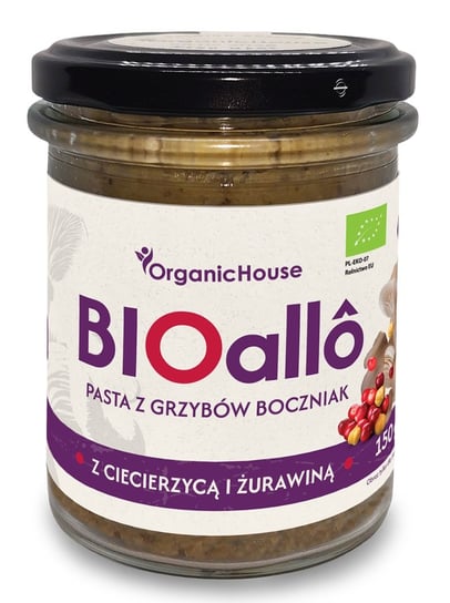 BIOALLO - PASTA Z GRZYBÓW BOCZNIAK Z CIECIERZYCĄ I ŻURAWINĄ BEZGLUTENOWA BIO 180 g - ORGANICHOUSE OrganicHouse sp. z o.o.