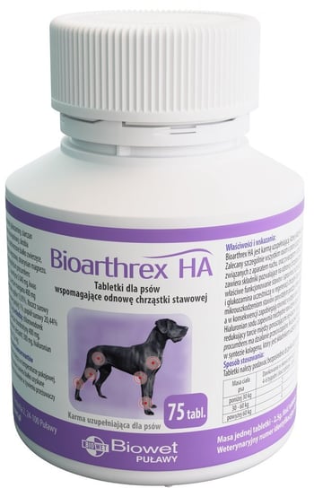 Bioarthrex HA 75 tabletek na stawy i kości Biowet