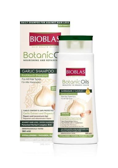 Bioblas Botanic Oils, ziołowy szampon czosnkowy przeciw wypadaniu włosów, 360 ml Bioblas