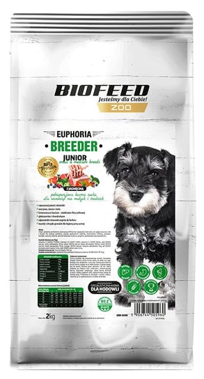 Biofeed Euphoria Breeder Junior Small & Medium Dla Szczeniąt Małych I Średnich Ras Z Jagnięciną 2Kg Biofeed