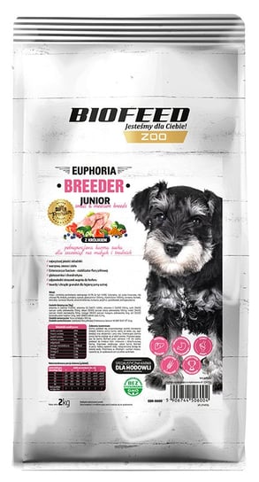 Biofeed Euphoria Breeder Junior Small & Medium Dla Szczeniąt Małych I Średnich Ras Z Królikiem 2Kg Biofeed