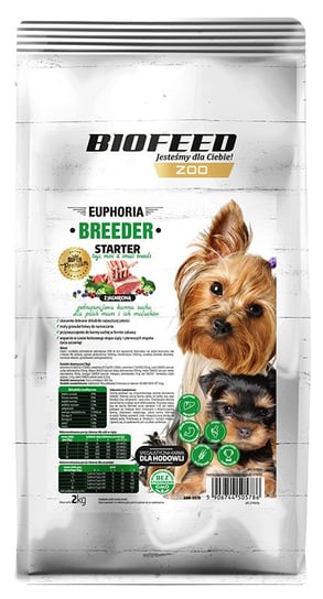 Biofeed Euphoria Breeder Starter Mini & Small Dla Psich Mam I Ich Maluchów Z Jagnięciną 2Kg Biofeed