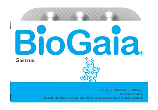 BioGaia Gastrus, suplement diety, smak mandarynkowy, 30 tabletek do żucia BIOGAIA