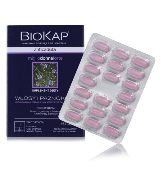 Biokap Anticaduta Włosy i Paznokcie, suplement diety, 60 tabletek Biokap