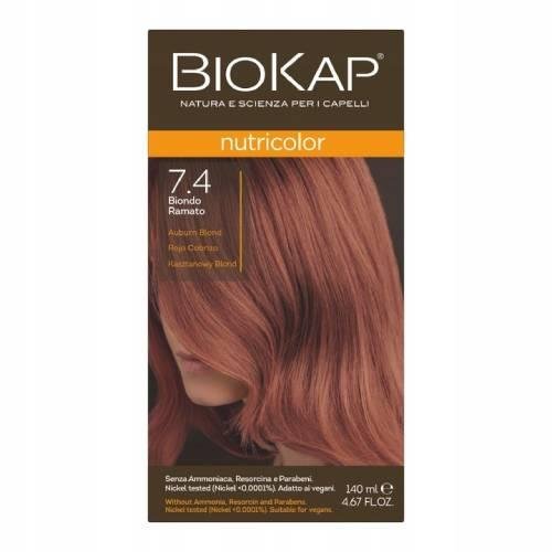 Biokap, Nutricolor, Farba do włosów, 7.4 kasztanowy blond, 140ml Biokap