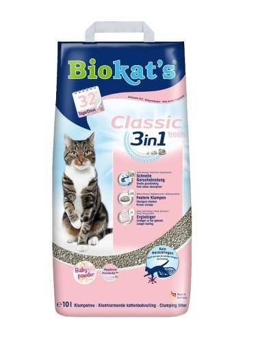 BIOKAT'S Classic Fresh 3in1 10 l - Żwirek bentonitowy o zapachu pudru dla kotów 10 l Inny producent