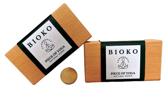 Bioko, Kostka do jogi drewniana, 2 szt. + kulka do masażu Bioko