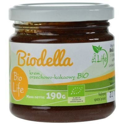 BioLife, Biodella, Krem kakaowo-orzechowy, Bio, 190 g BioLife