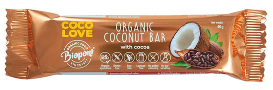 Biopont, baton kokosowy z kakao bezglutenowy bio, 40 g BIOPONT