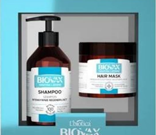 Biovax Keratyna + Jedwab zestaw kosmetyków: szampon intensywnie regenerujący + maska do włosów, 200 ml + 250 ml Biovax