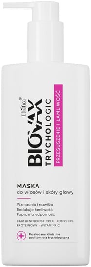 BIOVAX Trychologic, Przesuszenie i Łamliwość Maska do włosów i skóry głowy, 200ml Biovax