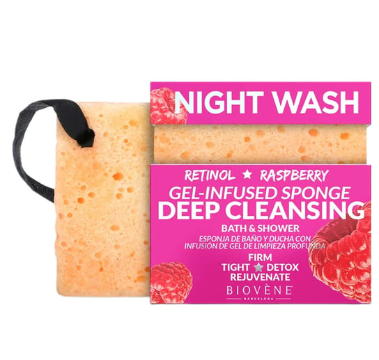 Biovene Night Wash głęboko oczyszczająca gąbka z retinolem i żelem malinowym 75g BIOVENE
