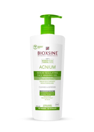 Bioxsine Acnium, żel do mycia twarzy regulujący sebum, 500 ml Bioxsine