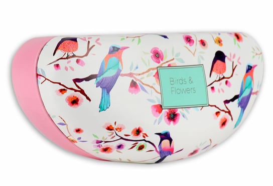 Birds & Flowers, Etui na okulary przeciwsłoneczne, biało-różowe, 16x7x7 cm Empik
