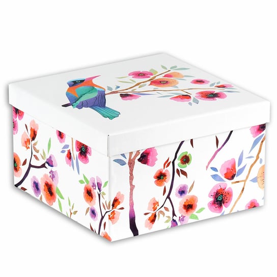 Birds & Flowers, Pudełko prezentowe, biało-różowe, rozmiar M Empik