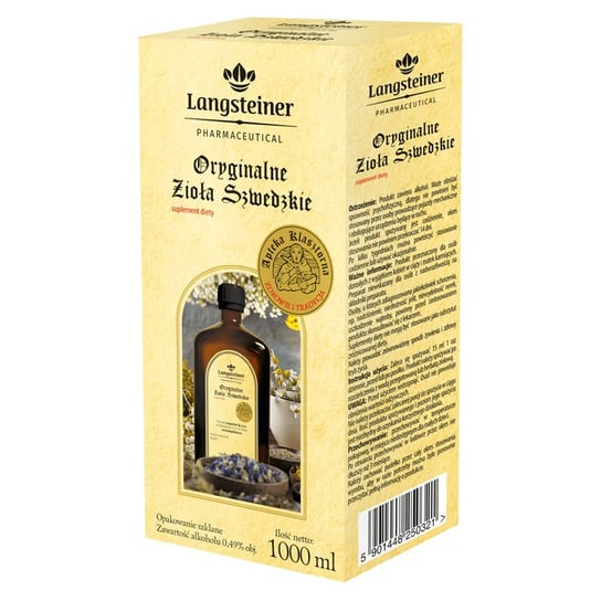 Bitter Oryginalne Zioła Szwedzkie, suplement diety, 1000 ml Langsteiner