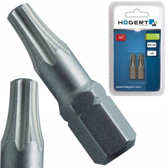 Bity do wkrętarki Końcówki Wkrętakowe Bity Torx T25 25 mm Stal S2 2szt HOEGERT