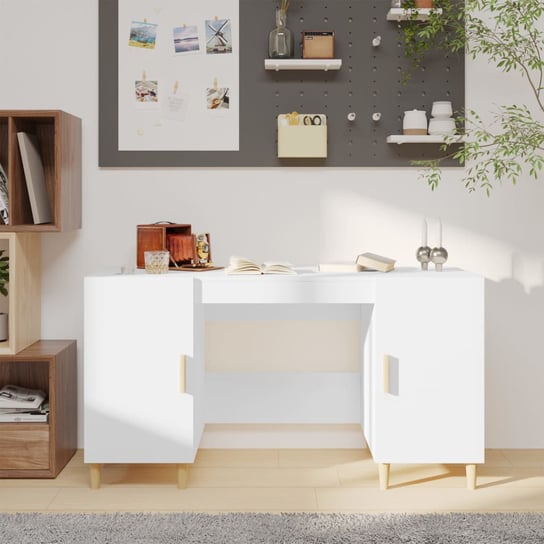 Biurko, Białe, 140X50X75 cm, Materiał Drewnopochodny VMP