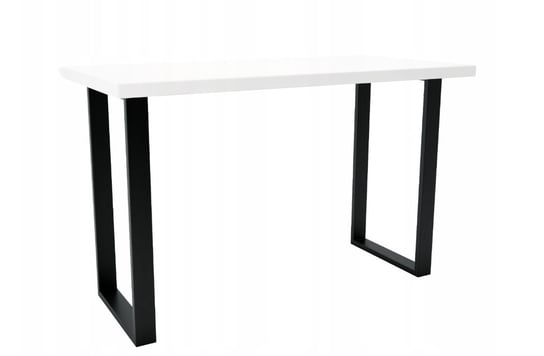 Biurko Białe Proste Czarne Nogi w Kształcie U 160x60 cm Stół Klasyczny Regalik