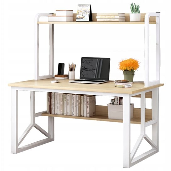 BIURKO KOMPUTEROWE JASNY DĄB POD LAPTOP STOLIK GAMINGOWE NOWOCZESNE SOLIDNE 120 CM REXO