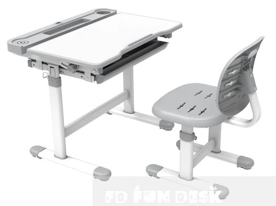 Biurko+Krzesło dla Dziecka Szary/Biały Regulowane Fun Desk