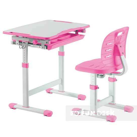 Biurko+Krzesło Regulowane Różowy+Biały Dziewczynki Fun Desk