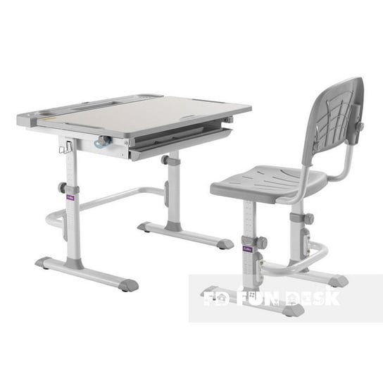 Biurko + krzesło regulowane Szare/Białe ZESTAW Fun Desk