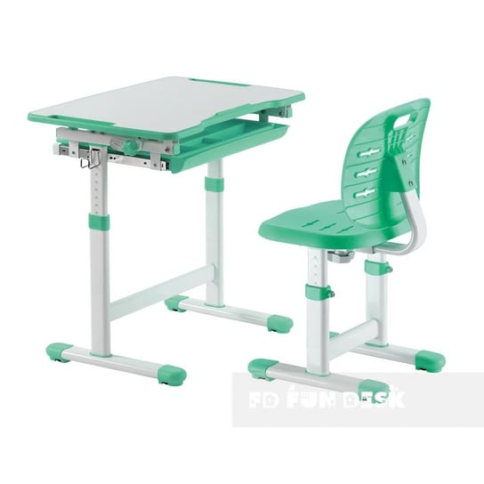 Biurko+Krzesło Regulowane Zielony + Biały Dziecko Fun Desk