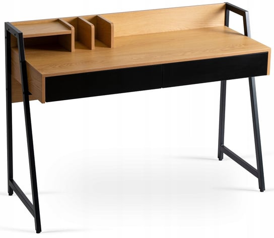 Biurko Loft Industrialne Organizer Z Szufladami Prostokątne Dąb Czarne CASS MEBEL ELITE