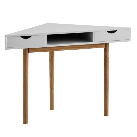 Biurko narożne 80x80x78 cm Białe z Szufladami do Home Office z Drewna ...