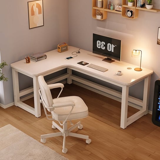 BIURKO NAROŻNE GAMINGOWE KOMPUTEROWE DUŻE NOWOCZESNE BIAŁE LOFT 120 CM SOLIDNE REXO