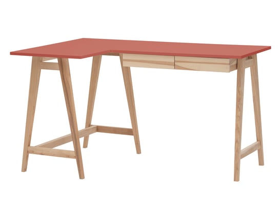 Biurko Narożne Luka 135cm x 85cm Lewe Ciemny Koralowy Ragaba