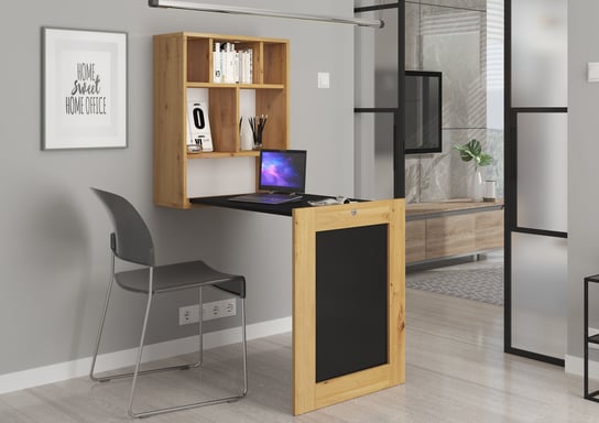 Biurko składane wiszące ścienne TILT dąb artisan / czarny mat BIM Furniture