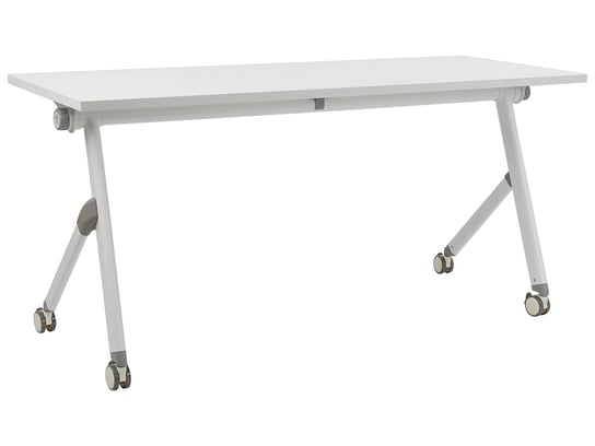 Biurko składane z kółkami 160 x 60 cm białe BENDI Beliani